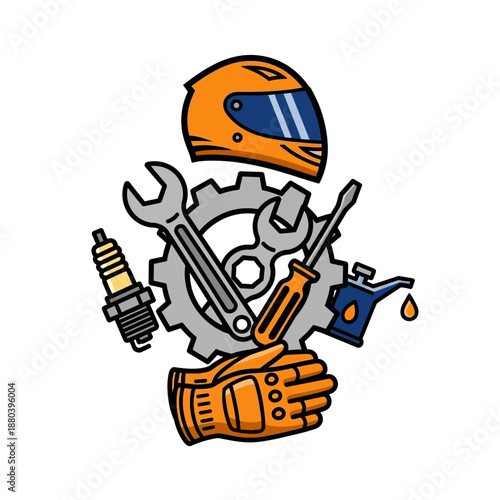  Vector design of motorcycle spare parts logo, symbol, sign, editable EPS 10