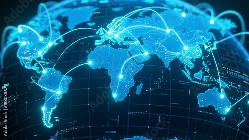 Global delivery logistics center technology connects continents transportation distribution goods e commerce automobile network efficient worldwide advanced routes loading