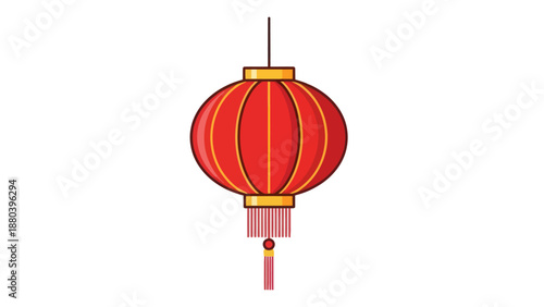 Traditional Red Chinese Lantern Hanging Isolated White Background
