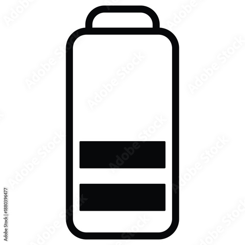 Simple black and white icon representing a partially charged battery symbol