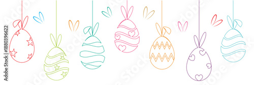 Happy Easter with hanging Easter eggs. Vector illustration.eps