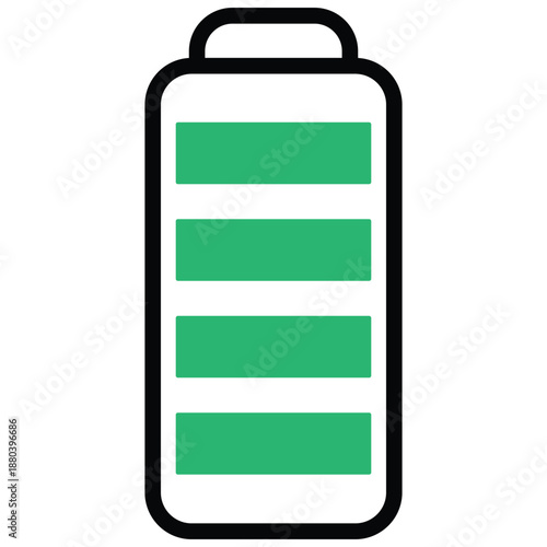 A stylized battery icon indicating a partially charged power level with green indicator bars