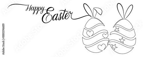 Happy Easter with line art style egg illustration.eps