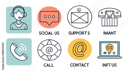 Customer support and communication icons Vector
