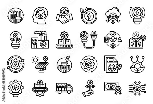 Eco Friendly Icon Collection Set. Clean Outline Icon Vector Illustration.