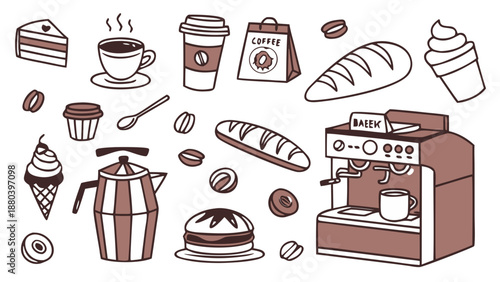 Delightful bakery and coffee shop illustrations Vector