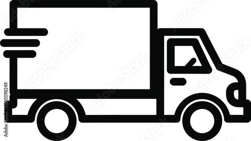 Minimalist delivery truck, transport vehicle, shipping and logistics icon