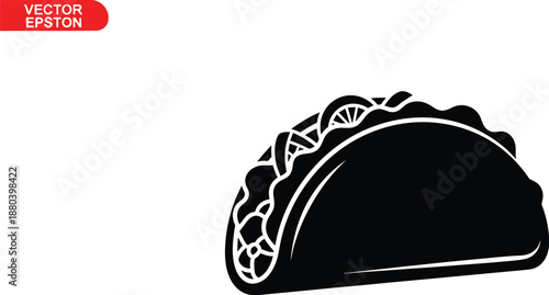 Delicious taco silhouette, traditional mexican food on a transparent png