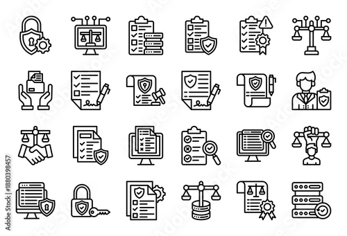 Digital Regulation Icon Collection Set. Clean Outline Icon Vector Illustration.