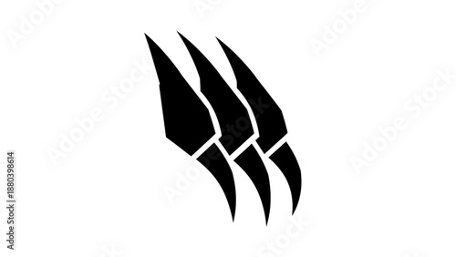 Black graphic illustration of three claw marks on a white background.