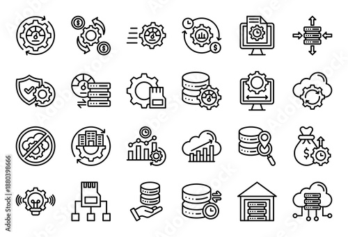 System Optimization Icon Collection Set. Clean Outline Icon Vector Illustration.