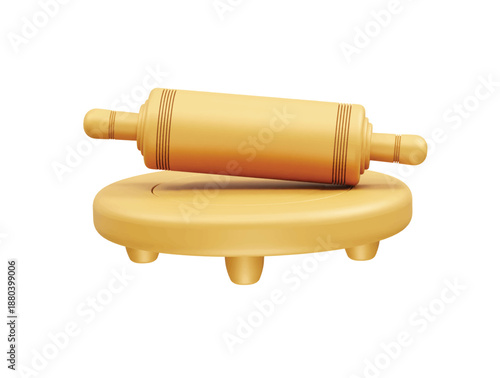 Wooden Rolling Pin icon 3d render illustration 