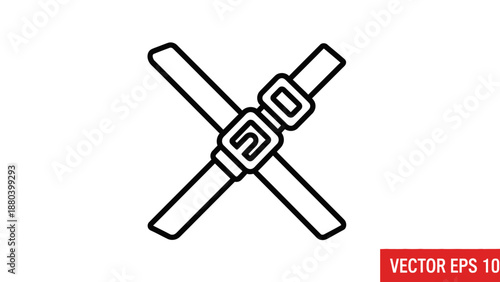 Simple black and white martial arts belt icon.