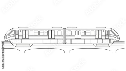 Modern Train Design Illustration on White Background.