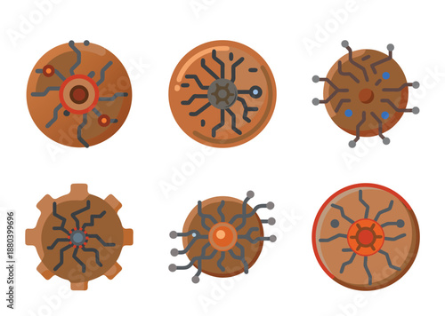 Collection of Steampunk Mechanical Eye Icons, a Vision of the Future Past