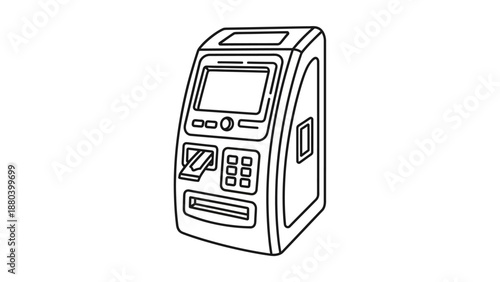 Simple line drawing of an automated teller machine.
