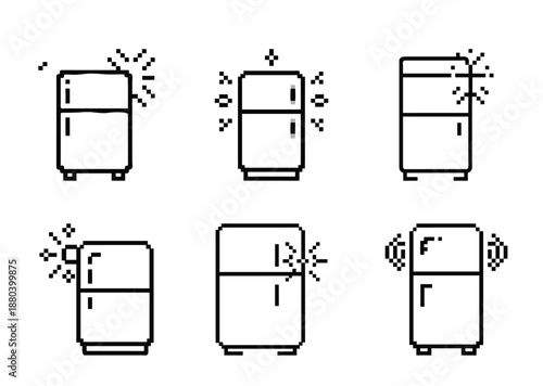 Six Pixelated Refrigerators with Varying Degrees of Coldness Depicted with Pixelated Symbols
