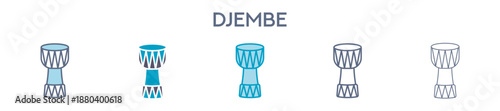 Djembe Element For Design Graphic - Multi Styles. Vector Illustration Of Two Colored And Black. Multiple Icons Designs Can Be Used For Mobile, Ui, Web 