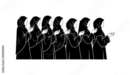 Silhouettes of Women in Traditional Attire