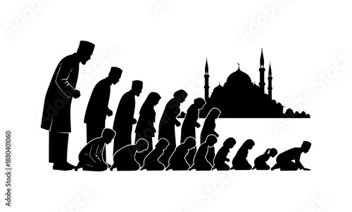 Muslims Praying in a Mosque