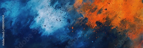 Royal blue and orange vibrant grunge textures for sports themed poster and web banner design, extreme visual