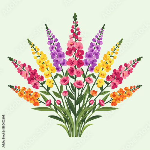 Tableau sur toile Floral Arrangement of Colorful Snapdragon and Rose Flowers