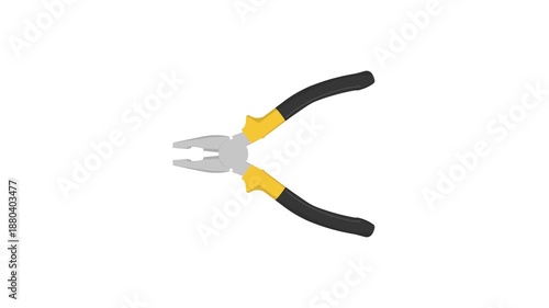 Combination plier tool animation on white background.