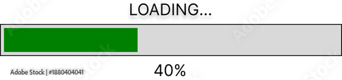 Simple digital progress bar interface showing forty percent loading status on a clean gray background, minimalist vector design. 