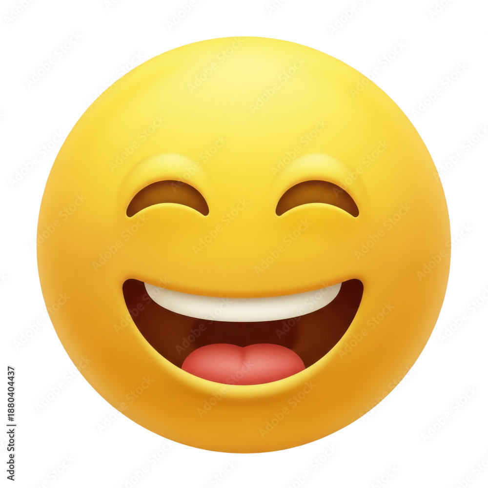 Fototapeta premium Laughing emoji face isolated on transparent background