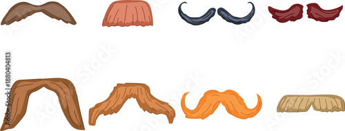 Eight Different Styles of Cartoon Mustaches facial hair