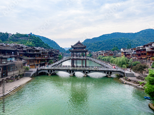 Aerial Panorama Of Fenghuang Ancient Town