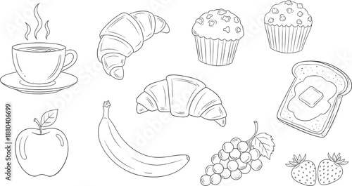 Delicious breakfast vector illustrations