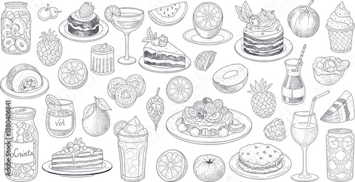 Delightful vector illustration of assorted desserts and treats