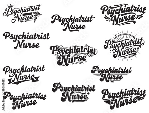  PSYCHIATRIST TYPOGRAPHY SILHOUETTE