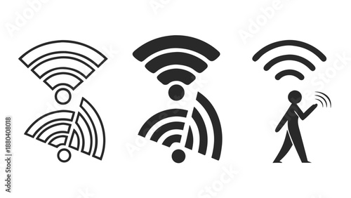 Wireless connectivity symbols isolated on white background, Vector