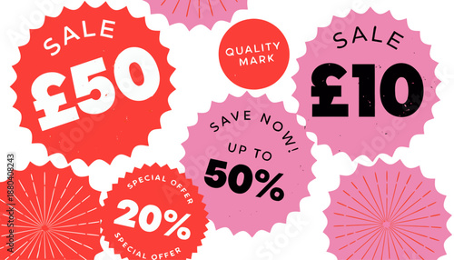 Special offers and sales announcement isolated on white background, Vector