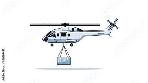Pixel art helicopter with a cargo container suspended below