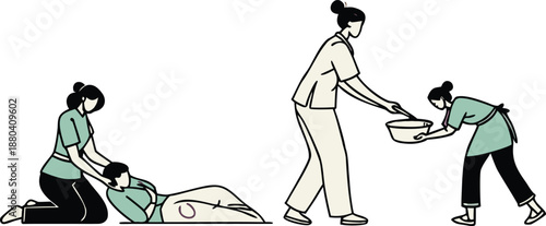 Medical professionals performing emergency care and CPR on a patient