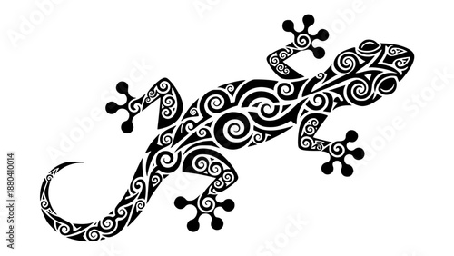 vintage lizard Polynesian tribal tattoo design