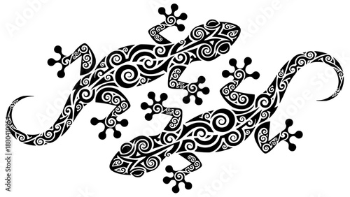 vintage lizard Polynesian tribal tattoo design