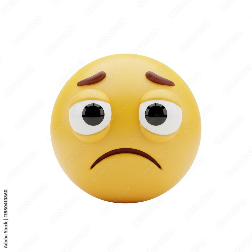 Fototapeta premium Sad emoji face isolated on transparent background