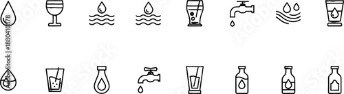 Water and glass illustration set