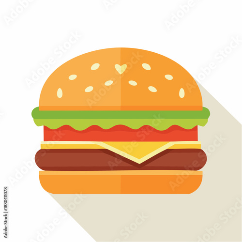 Cheeseburger with Lettuce and Tomato on Bun.