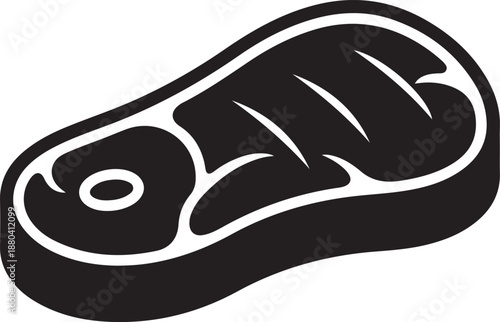 Grilled steak icon, steak silhouette icon, meat steak cut silhouette vector icon, food steak silhouette vector illustration isolated on white background