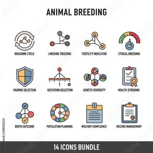 Animal Breeding Icons Set for Infographics.