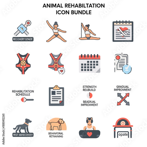 Animal Rehabilitation Icon Set Collection Bundle.