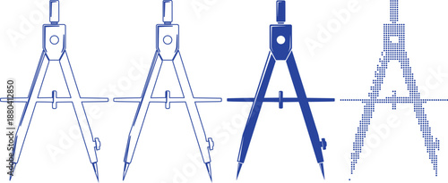 Drawing compass icon vector, modern minimal flat style illustration design