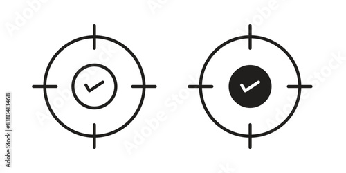 Accuracy icons vector glyph and thin line. Black icons