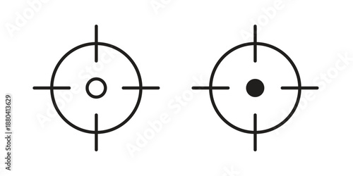 Aim icons vector glyph and thin line. Black icons