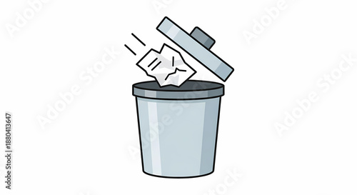 Slika na platnu Crumpled paper being thrown into a trash can.
